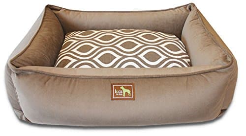 Luca For Dogs Lounge Dog Bed w/Easy-Wash Cover, Large 34"x26"x10", Coco-Flicker Brown