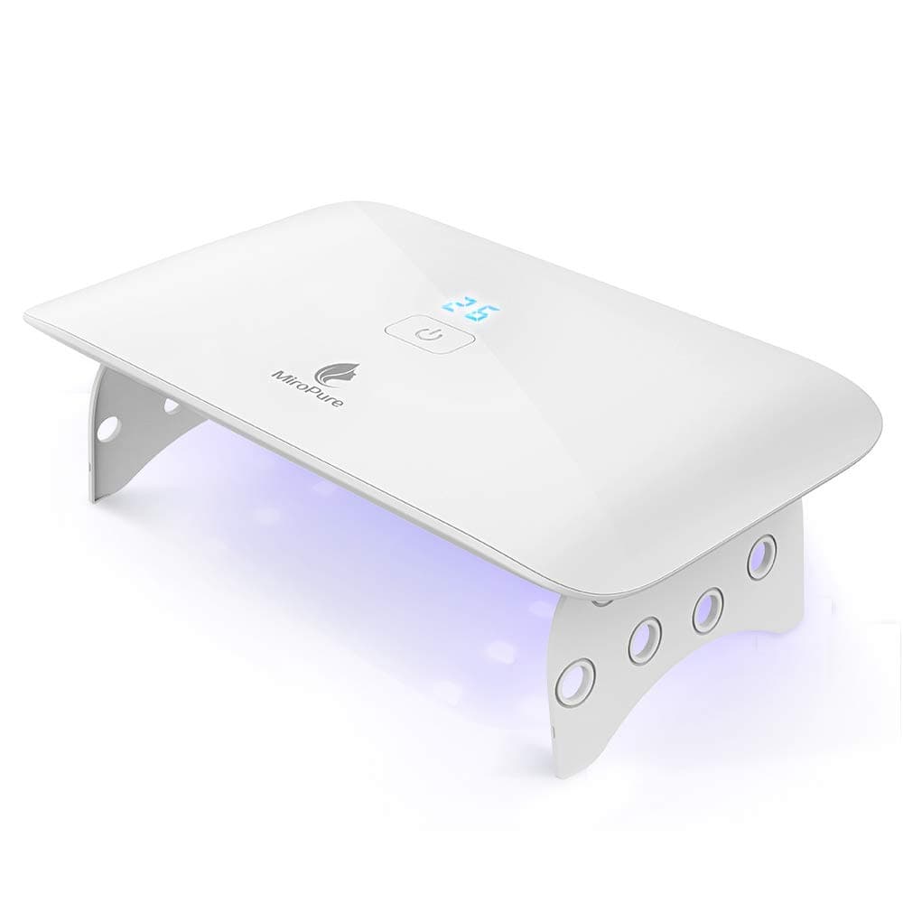 Adhope Portable UV LED Nail Lamp Foldable Gel Nail Dryer 24W for All Gel Nail Polish, USB Power Cable Included, 30s 60s Timer, 18 Long Lasting UV LED Light Beads, Safety and Harmless