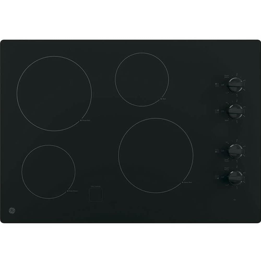30 in. 4 Burner Element Radiant Electric Cooktop in Black Including 2 Power Boil Burners