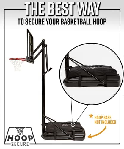 Hoop Secure - The Original Solution - Heavy Duty Weighted Base Anchor for Basketball Hoops - Weather Resistant, Durable Design, Holds 300+ lbs. Patents-Pending, HOA Friendly (Standard Size, Black)