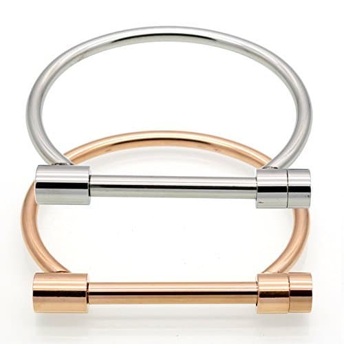 2 Pcs Screw Bracelet Stainless Steel Bar Cuff Bangle Set