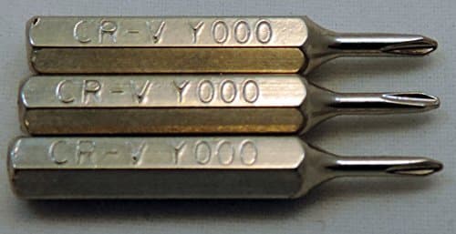 3 Y000 Replacement Bits for 4mm Mini Hex Drive Screwdrivers or Power Drivers: Phillips, Pentalobe, Tri-Point, Flat (Slotted) (Y000 Tri-point)
