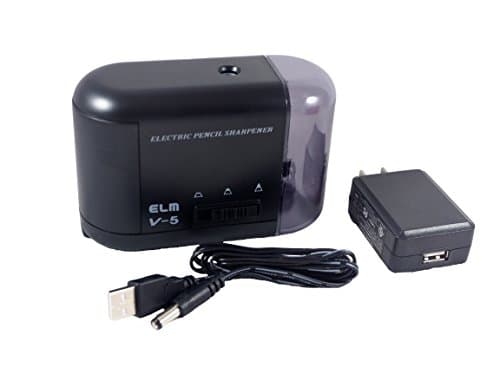 RB4K Electric Pencil Sharpener, Reliable, Fast & Quiet, Can be Operated Electrically (Adapter Included), USB port or Batteries - 3 Sharpness Settings (Black)