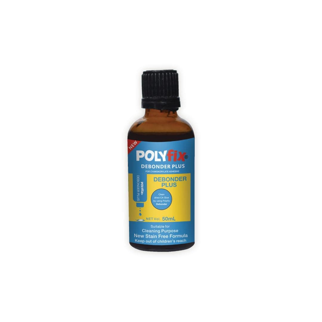 Polyfix Debonder Plus for Cleaning For Removing Dried Cyanoacrylate Adhesive from any surface or Clothes,Wooden Substances, Leather Surfaces, Metals etc, Non-Whitening. 50ml