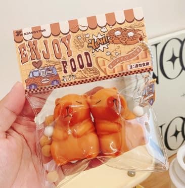 Taba Squishy Toys,Valentines Cat Paw Cute Kawaii Squeeze Toys ,Sticky Squishy Fidget Toys Silicone Squeeze Toy for Stress Relief,Cute Soft Toys,Best Valentines Gift for Anniversary(2pcs Capybara)