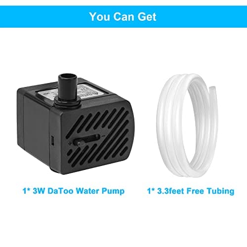 DaToo 50GPH 3W Small Submersible Water Pump Mini Fountain Pump Ultra Quiet For Aquarium Fish Tank Pond Statuary Hydroponics