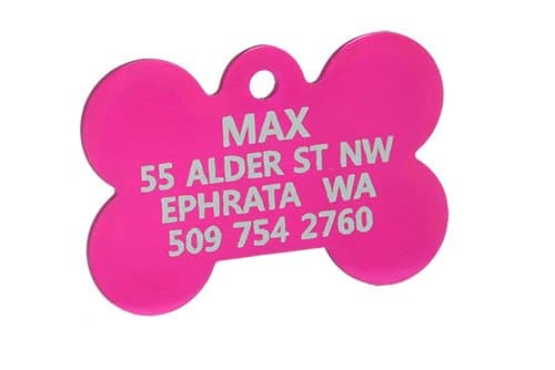DogCollars Pink Anodized Bone Pet ID Tag - Regular Size