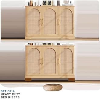 Furniture Risers 3 inch, Rectangle Adjustable Risers Blocks for Bed Sofa Table and Couch Lift to 1.5 or 3 inch，Heavy Duty Support Up to 1,300 Lbs (4 Pack-Brown)