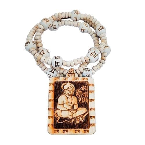 Baheshwar Dham Tulsi Kanthi Mala Original, Hand Made, Hanuman Locket for Puja Prayer Beads, Wood Necklace Hanuman Ji Locket Sita Ram Tulsi Mala