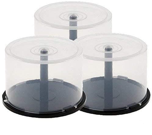 3 x 50 Empty CD DVD Cakebox Storage Tub Plastic Case for DVD CD Bluray Discs Spindle cake box (Holds 150 discs)