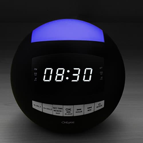 Alarm Clock Radio, Bluetooth Clock, AM FM Radio,USB Chargers, AUX-in, 7 Colored Night Light, Slider Dimmer, Dual Alarms, Sleep Timer, Big Snooze for Bedrooms, Desk, Heavy Sleepers, Kids