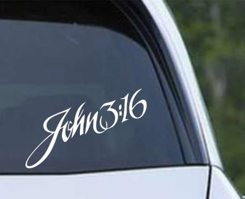 Simply Texas John 3:16 (Rel 1-36) Christian Religion Vinyl Decal Sticker 6.5" White