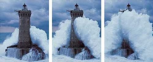 Jean Guichard - Phare du Four dans la Vague Art Print Triptych, Horizonal