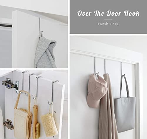 ilauke Over Door Hooks Set of 8, Adjustable Metal Door Hangers Fits 1-3/8” to...