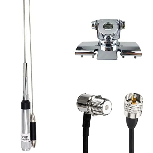 Mobile Radio Quad Band ANT-7900D Antenna 144/220/350/440MHz for QYT KT-7900D Car Mobile Radio Includes RB400 Bracket Clip and 16.4FT Antenna Cable