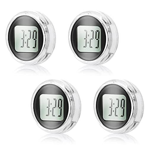 Motorcycle Digital Clock, 4-Pack Universal Waterproof Stick-on Motorbike Handlebar Watch 1.1" 0.4", Black