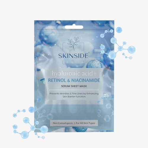 SkinSide Serum Sheet Mask for Glowing Skin with Hyaluronic Acid | Face Mask Sheets Combo for | Hydrating | Tan & Blackheads Removal | Instant Brightening | Pore Reduction | Fairness | Skin Tightening (2, Avocado & Sea Weed | Retinol & Niacinamide)