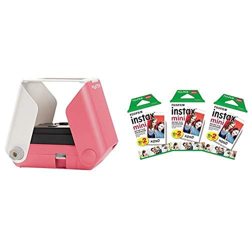 KiiPix Smartphone Picture Printer, Pink with Instax Mini Instant Film Value Pack - (3 Twin Packs, 60 Total Pictures)