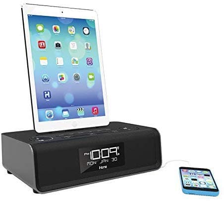 iHome iDL43B Dual Charging Stereo FM Clock Radio with Lightning Dock and USB Charge/Play - Black