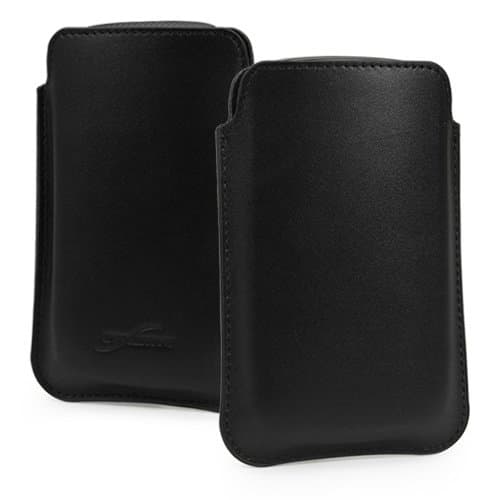 BlackBerry Curve 9350 Case, BoxWave [Genuine Leather Pouch] Slim, Lightweight Leather Pocket for BlackBerry Curve 9350, 9360 - Nero Black