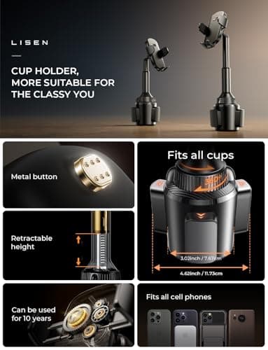 LISEN Car Phone Mount - No Shaking & No Falling, 2021 Upgrade for iPhone 12 Pro Max/11 Pro/11/XS and More