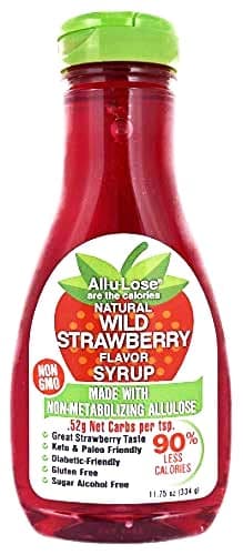 Wild Strawberry, Natural Rare Sweetener, Low Carbs & Calorie. Made with Non-GMO Allulose, Natural Wild Strawberry Flavor - 11.75 fl. oz