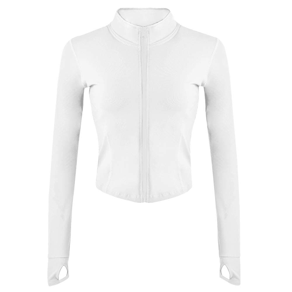 Women's Workout Jacket Lightweight Zip Up Athletic Cropped Running Jacket