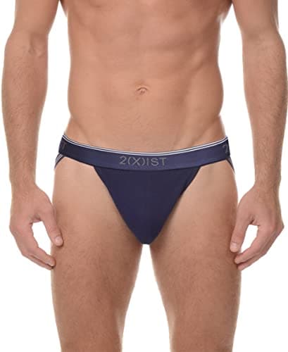 2(X)IST 2(X) IST Men's 3-Pack Cotton Stretch Jock Strap,Eclipse/Lead/Dazzling Blue,Large