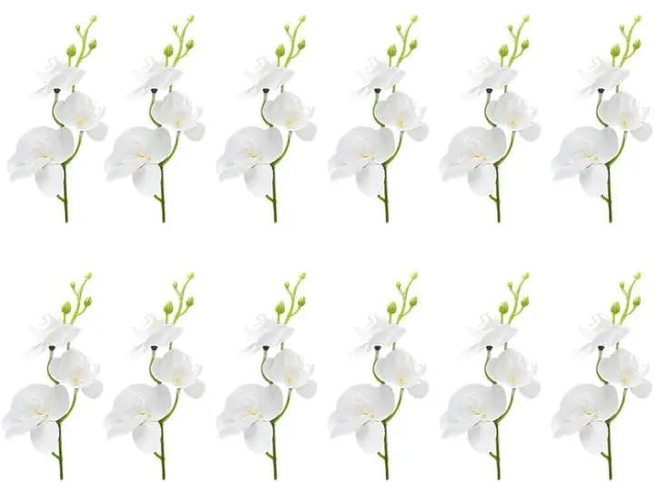 LARDUX 12 Pieces Artificial Flowers for Floating Candles Wedding Centerpiece Mini Orchid Flower Filler Vase Fillers for Wedding Dinning Table Party Home Bar Restaurant Decoration-Cream