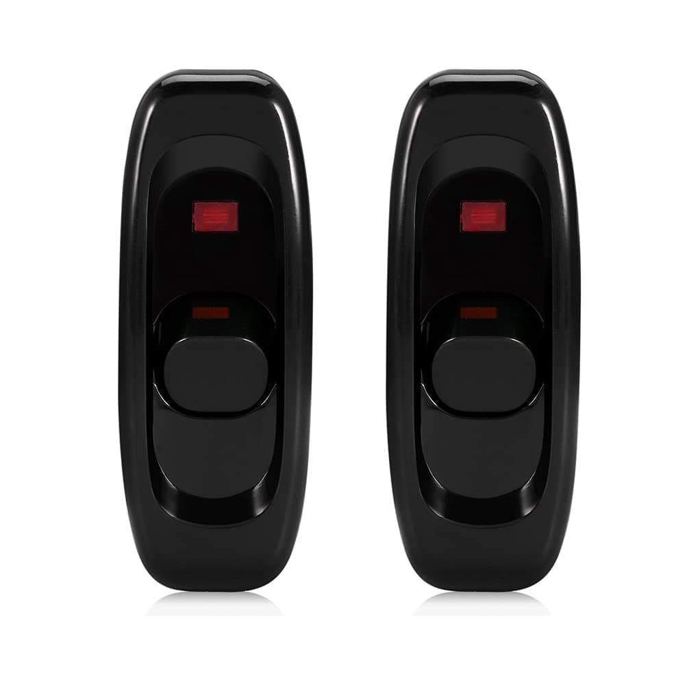 2Pcs Inline Switch Low Profile Torpedo Switch AC 250V 10A for Bedside Lamp Desk Table Light Electrical Cord (Black)