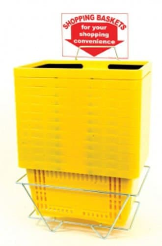 Yellow Shopping Baskets with Plastic Handles Size 16 - Set of 12