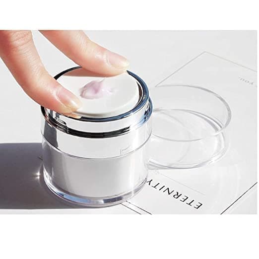 Round Cream Dispenser Bottle - Empty Refillable Cosmetic Air Pump Acrylic Bottles Airless Lotion Face Cream Dispenser Containers Makeup Leak-Proof Travel Cans Press Style