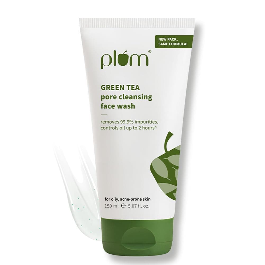 Plum Green Tea Pore Cleansing Face Wash for Oily, Acne Prone, Dry & Combination Skin | with Glycolic Acid | Fight Pimples & Control Excess Oil | Gentle Exfoliating & Non-Drying | Women & Men | 150ml