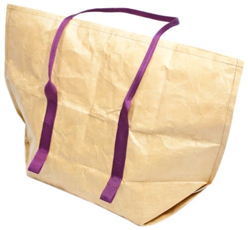 Mimot Reusable Tote, Brown with Burgundy Straps