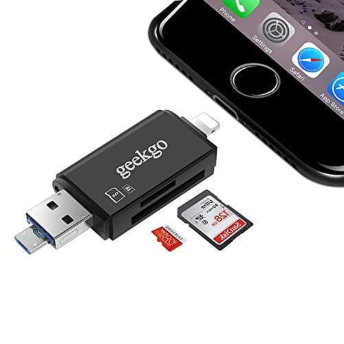 SD Card Reader,Micro SD USB Memory Card Reader Adapter Viewer for iPhone iPad Android Mac - Support Micro USB OTG 3 in 1 (Black)