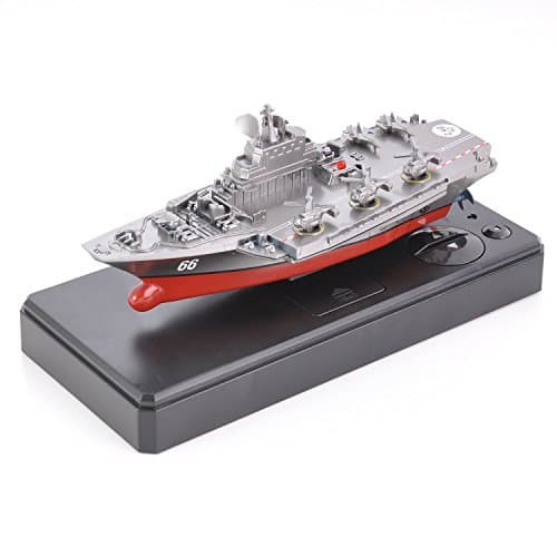 2.4 GHz RC Boat Double Motor Ship Navy Aircraft Carrier Sailing Model Remote Control Child Gift Toys (Silver)