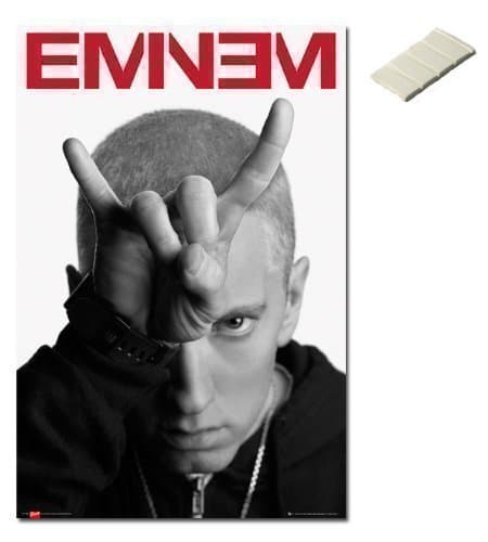 Bundle - 2 Items - Eminem Horns Poster - 91.5 x 61cms (36 x 24 Inches) and Small Block Of White Tack