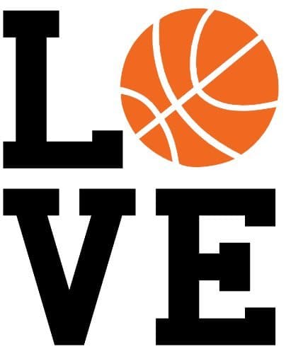 Love Basketball Two Color 13.5 x 16.5 Inch Wall Decal (Black/Orange, 13.5 x 16.5)