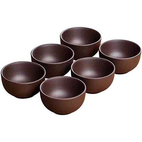 Purple Sand Kung Fu Tea Tasting Cup Set of 6 - Small Ceramic Tea Bowl Cup