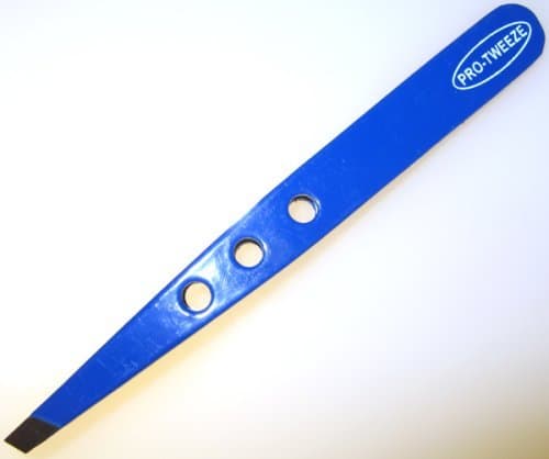 Pro-Eye Brow Tweezers w/ Holes (Blue) - MTHC-32-BL