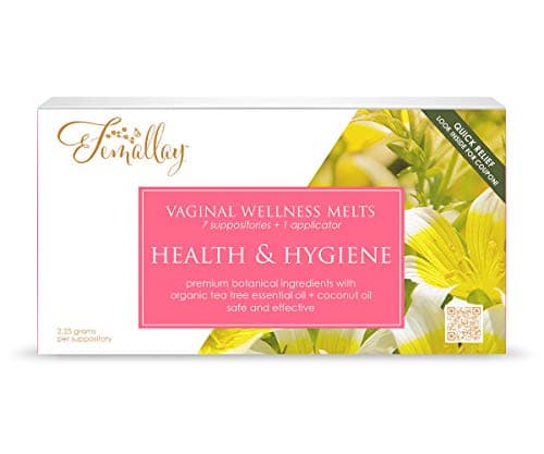 Femallay Natural Tea Tree Suppositories + Organic Coconut Oil for Vaginal Odors, Itching, Burning, PH Imbalances, and Other Irritations, More Soothing Than Boric Acid, 7 Count + 1 Applicator