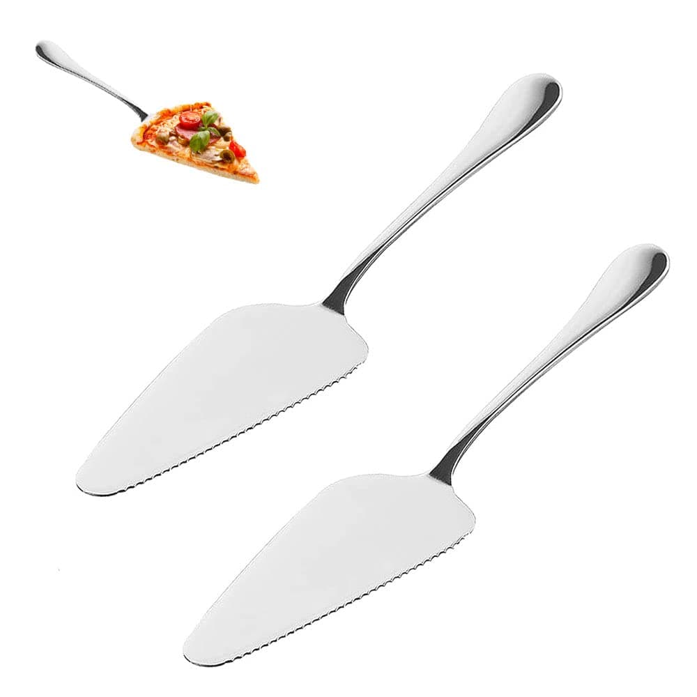 Cake Slice and Pie Server, Stainless Steel Cake Knife, Server Cake Cutte, Serrated Edge, for Kitchens, Restaurants, Parties, 2 Pieces