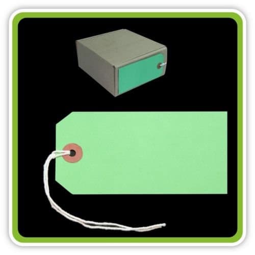 250 Green Strung Tags 120 x 60 mm String Tie on Parcel Label Ticket 120mm x 60mm