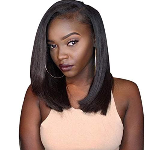 Huber hair 13x4 Lace Front Human Hair Wigs Short Bob Straight Lace Wigs Brazilian Remy Human Hair Pre plucked HairlineColor 130% Density 10inch
