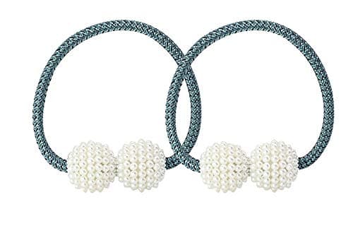 WINSHEA 2 Pcs Magnetic Curtain Tiebacks Curtain Clips Rope Holdbacks Curtain Holder Buckles (Peacock Blue)