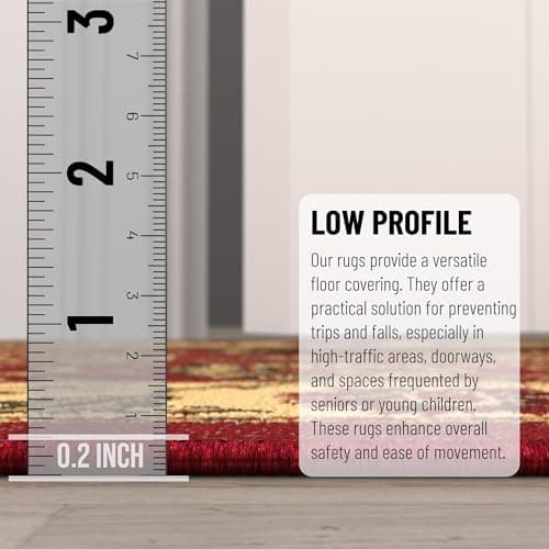 Ottomanson 5' x 6'6" Rugs for Living Room Oriental Area Rug for Bedroom - Non Slip Durable Large Floor Carpet for High Traffic Areas - Indoor Rug for Dining Room Kitchen Kids Playroom, Red