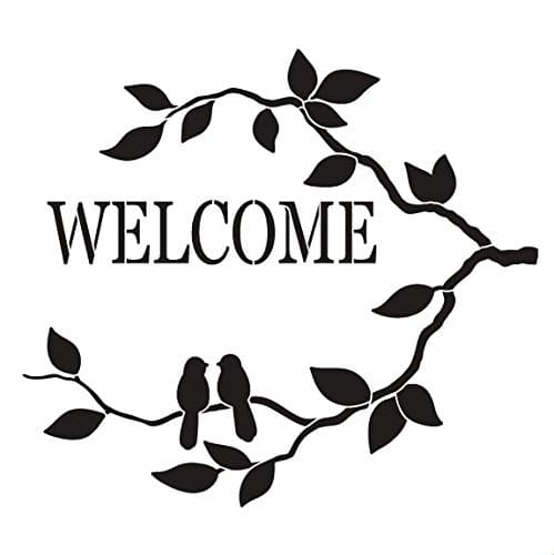 Birds of Welcome Word Art Stencil - 12 x 12 by Creative Arts Lifestyle