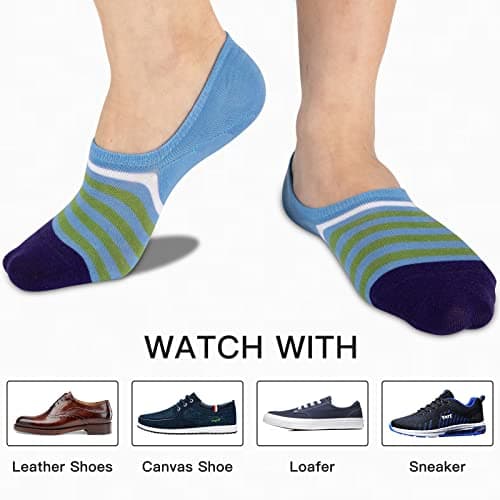 COOPLUS Mens No Show Socks Cotton Low Cut Non Slip Casual Socks Invisible Flat Boat Socks (8 Pairs), 8 Pairs-multicolor 1, One size