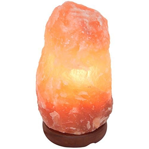 AMSkart Himalayan Crystal Salt Lamp Natural Shape with Dimmer Switch and Wooden Base, 6.5 - 7.5 Inch, 3 - 6 lbs