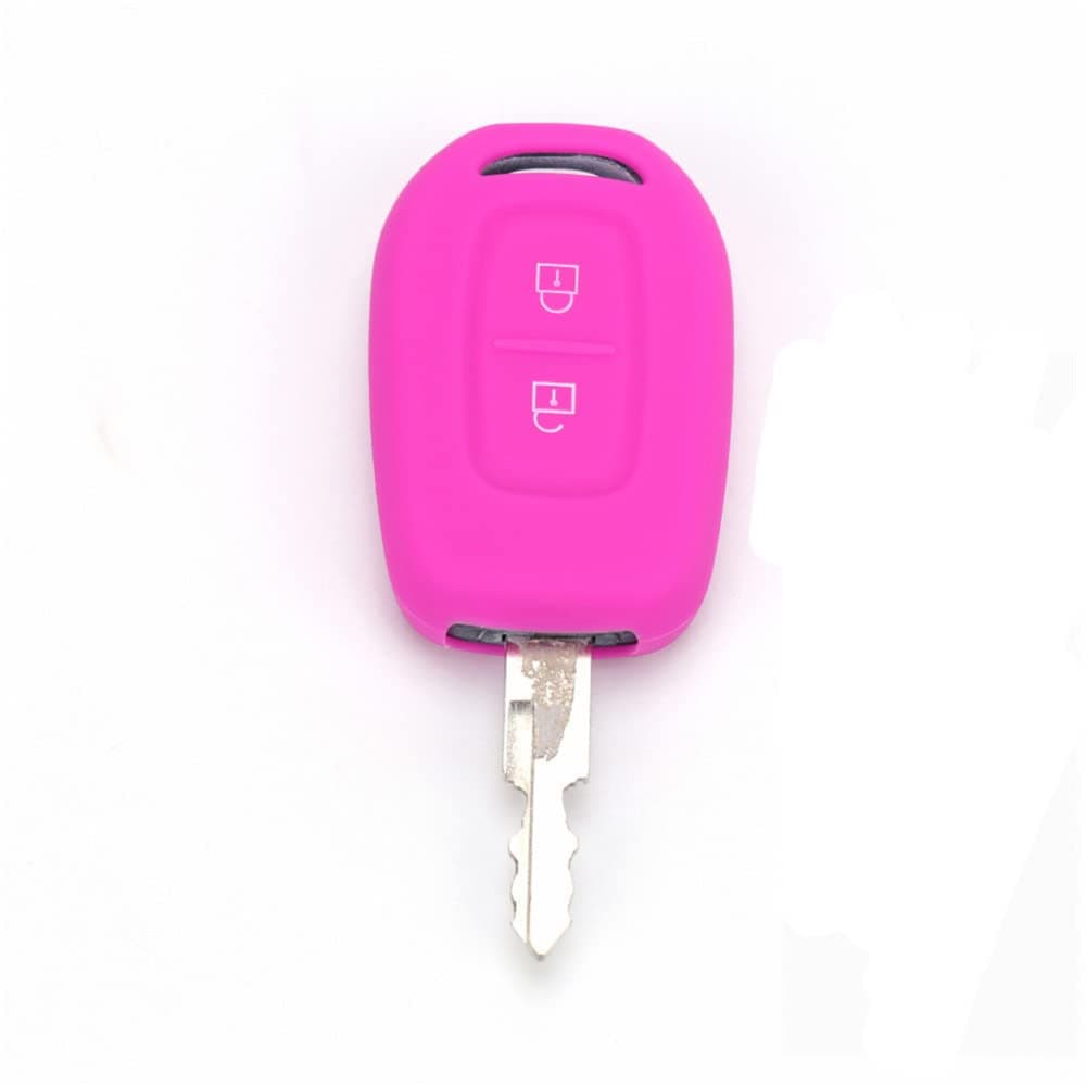 SELIYA Silicone Remote Key Protector Shell, Fit for Renault Dacia Duster Sandero Clio Captur Scenic Master Megane Car Key Cover Case Holder,Rose